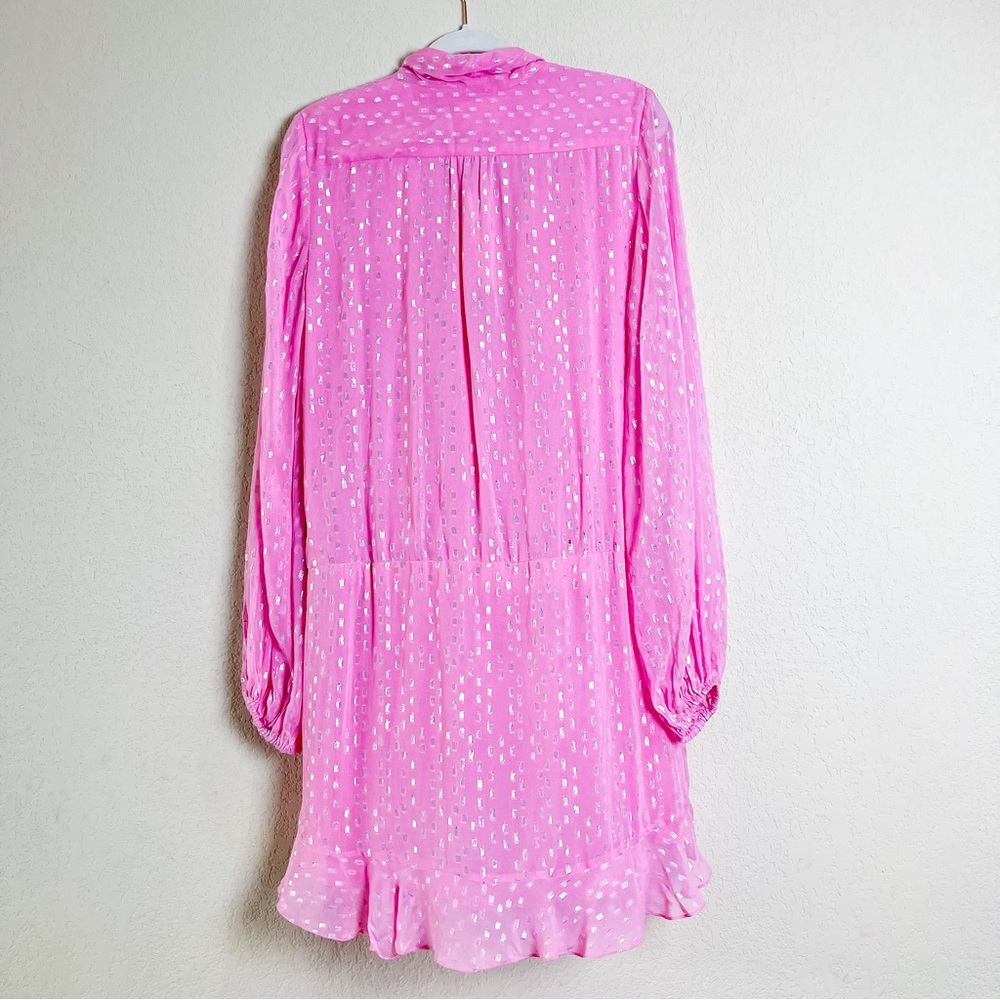 Rococo Sand x Revolve Lurex Dress Fuchsia Pink Mini Size Large NWT - Picture 7 of 10